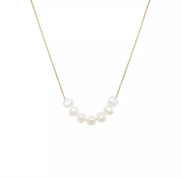 Fresh Water Pearls Gold Chain Necklace