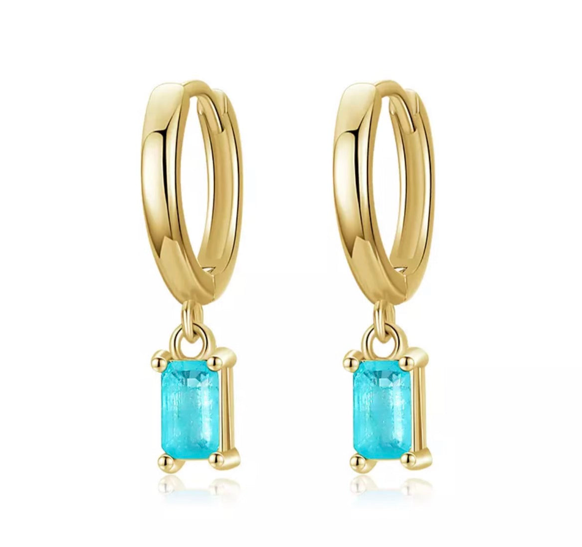 Tourmaline Gold Huggie Drop Earrings