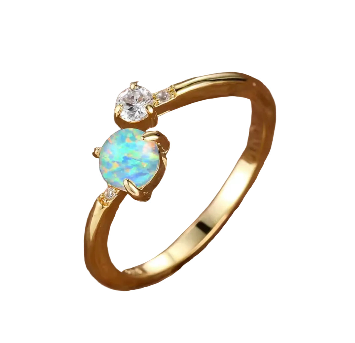 Fire Opal Moissanite Ring