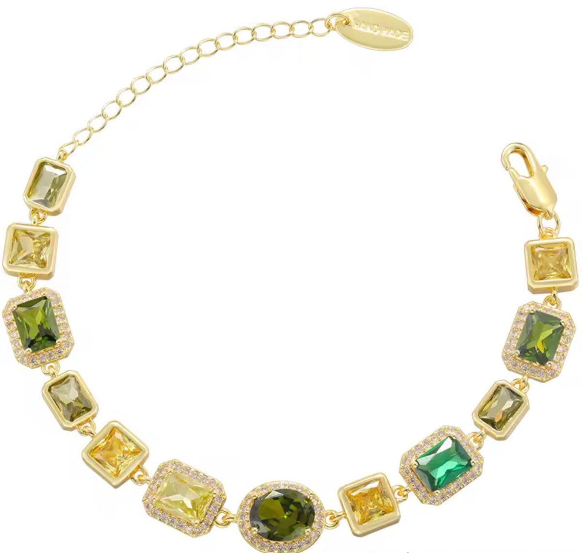 Emerald, Citrine, and Peridot Station Bracelet