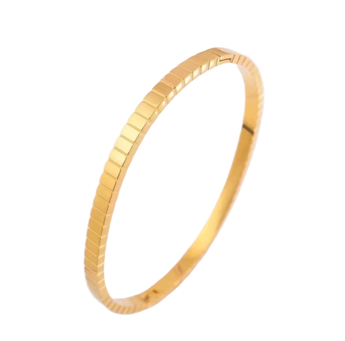 Ribbed Gold Bangle Bracelet