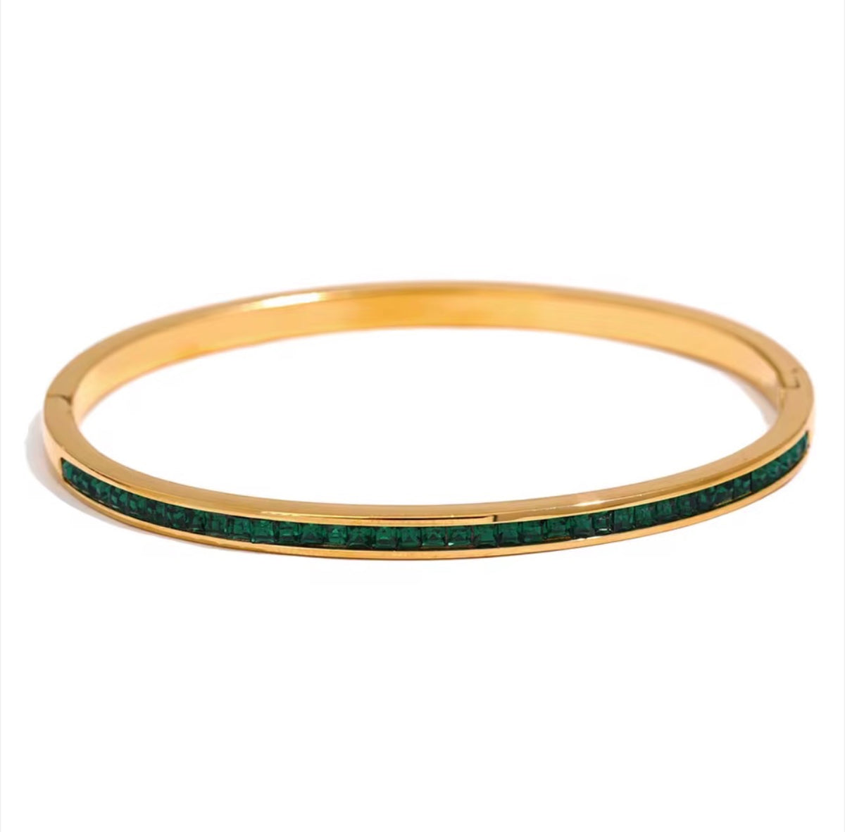 Linear Emerald Bangle