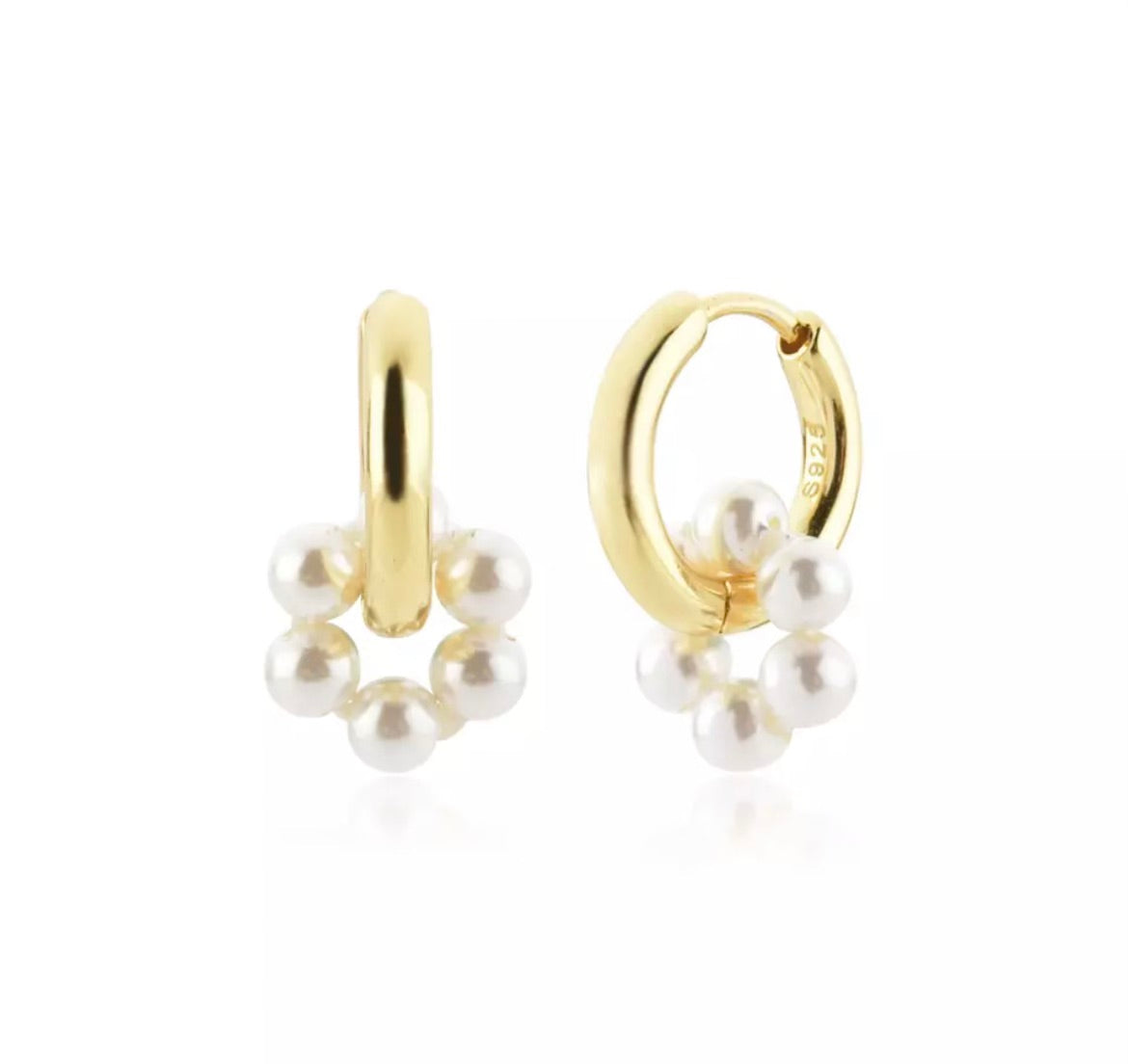 Fresh Water Pearl Gold Huggies