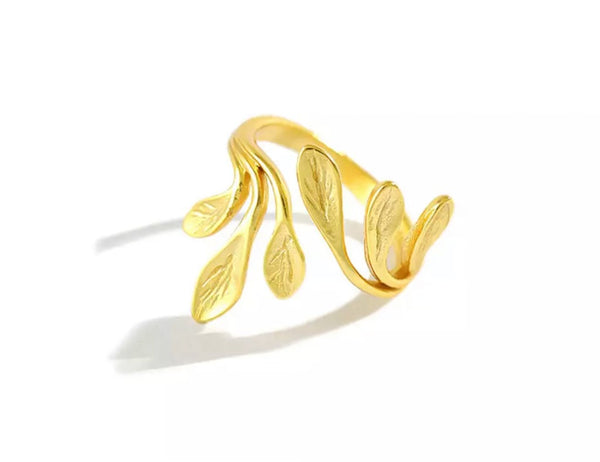 Brushed Gold Leaf Ring