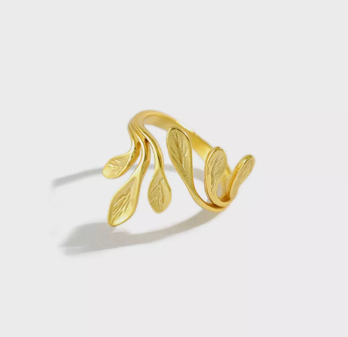 Brushed Gold Leaf Ring