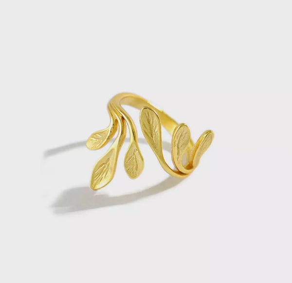 Brushed Gold Leaf Ring