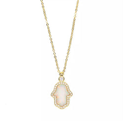 Hamsa Opal Pave Necklace