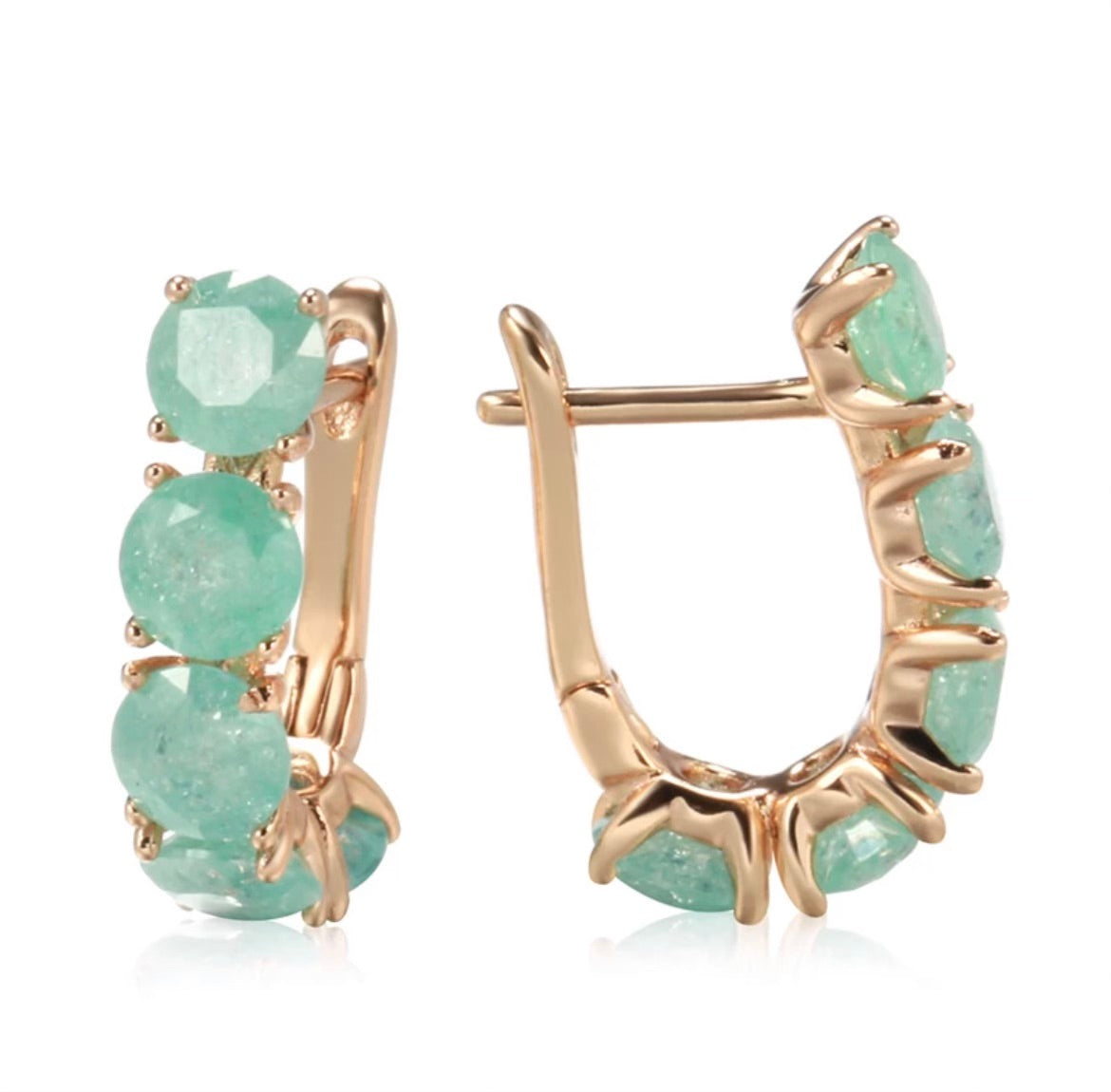 Teal Chalcedony Hoops