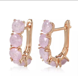Pink Tourmaline Hoop Earrings