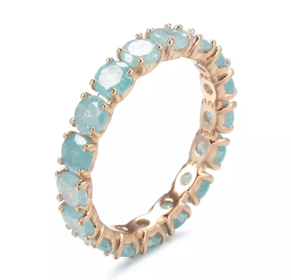 Baby Blue Chalcedony Infinity Rose Gold Ring