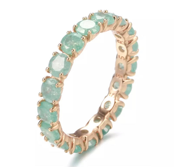 Chalcedony Mint Green Gold Infinity Ring