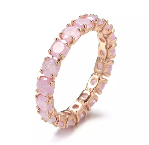 Gold Pink Tourmaline Infinity Ring
