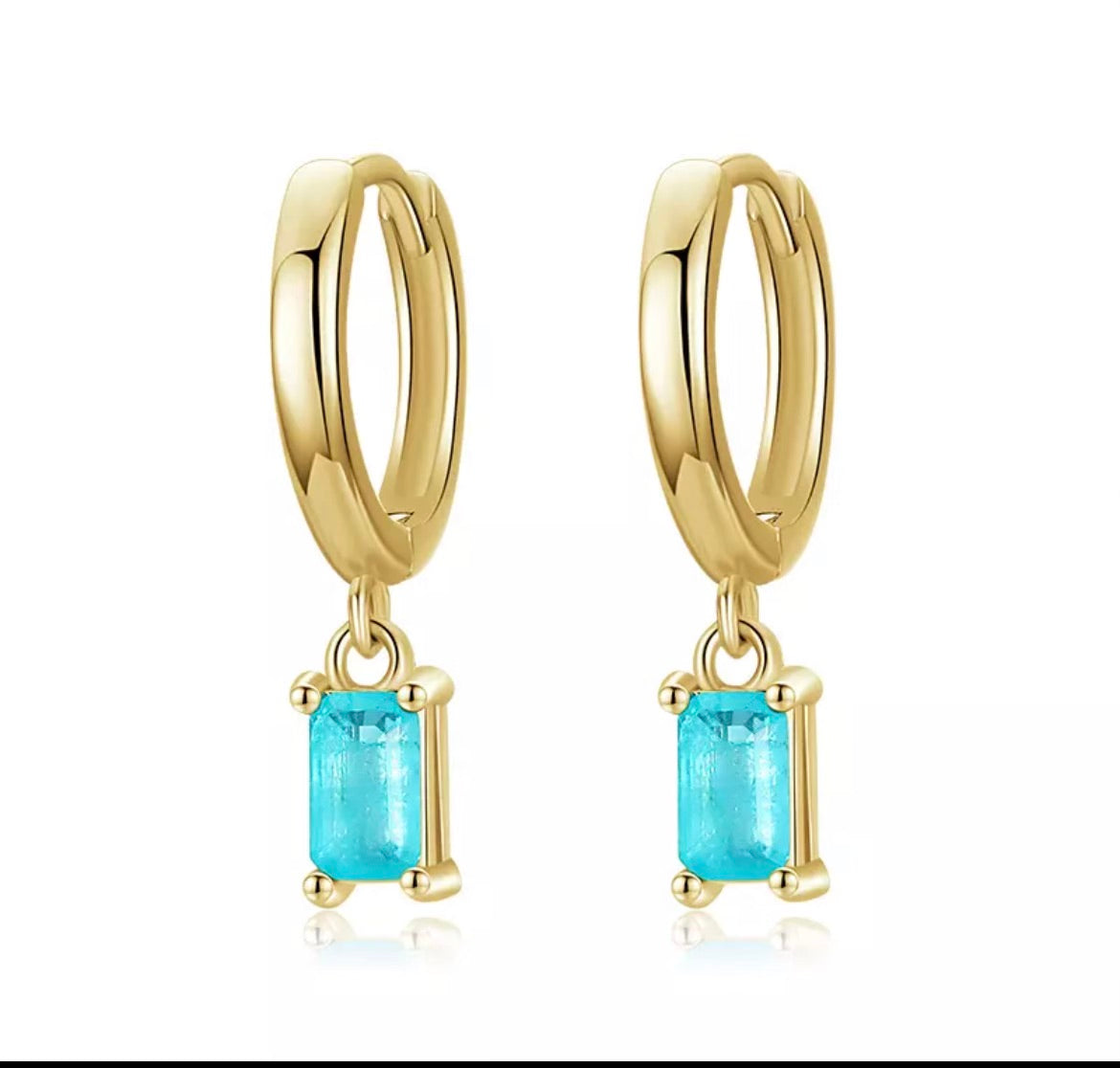 Tourmaline Gold Huggie Drop Earrings