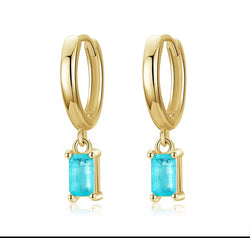 Tourmaline Gold Huggie Drop Earrings