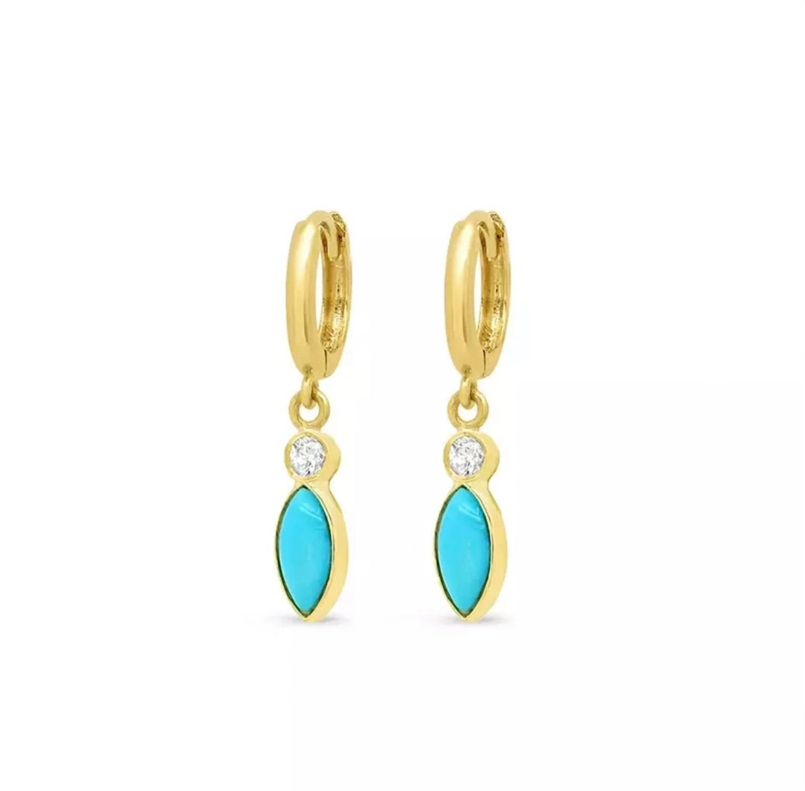 Turquoise Quartz Hoop Teardrop Earrings