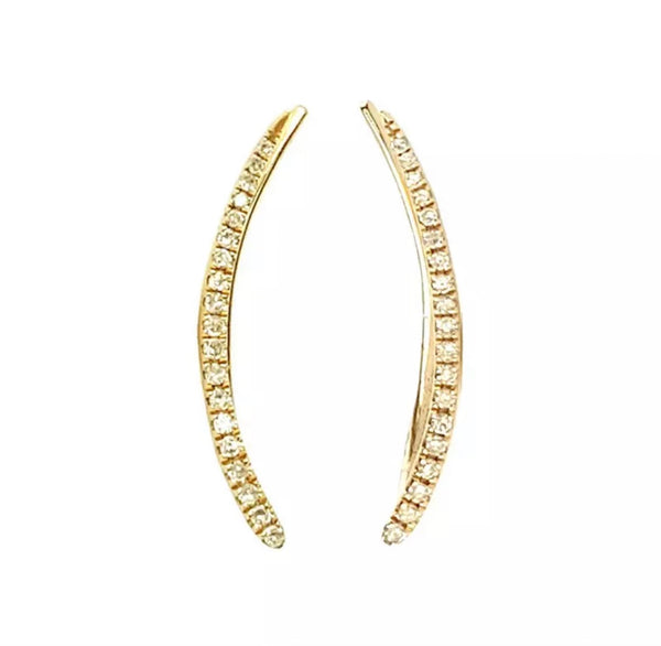 Pave Quartz Gold Climber Earrings