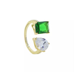 Emerald Quartz Pave Ring