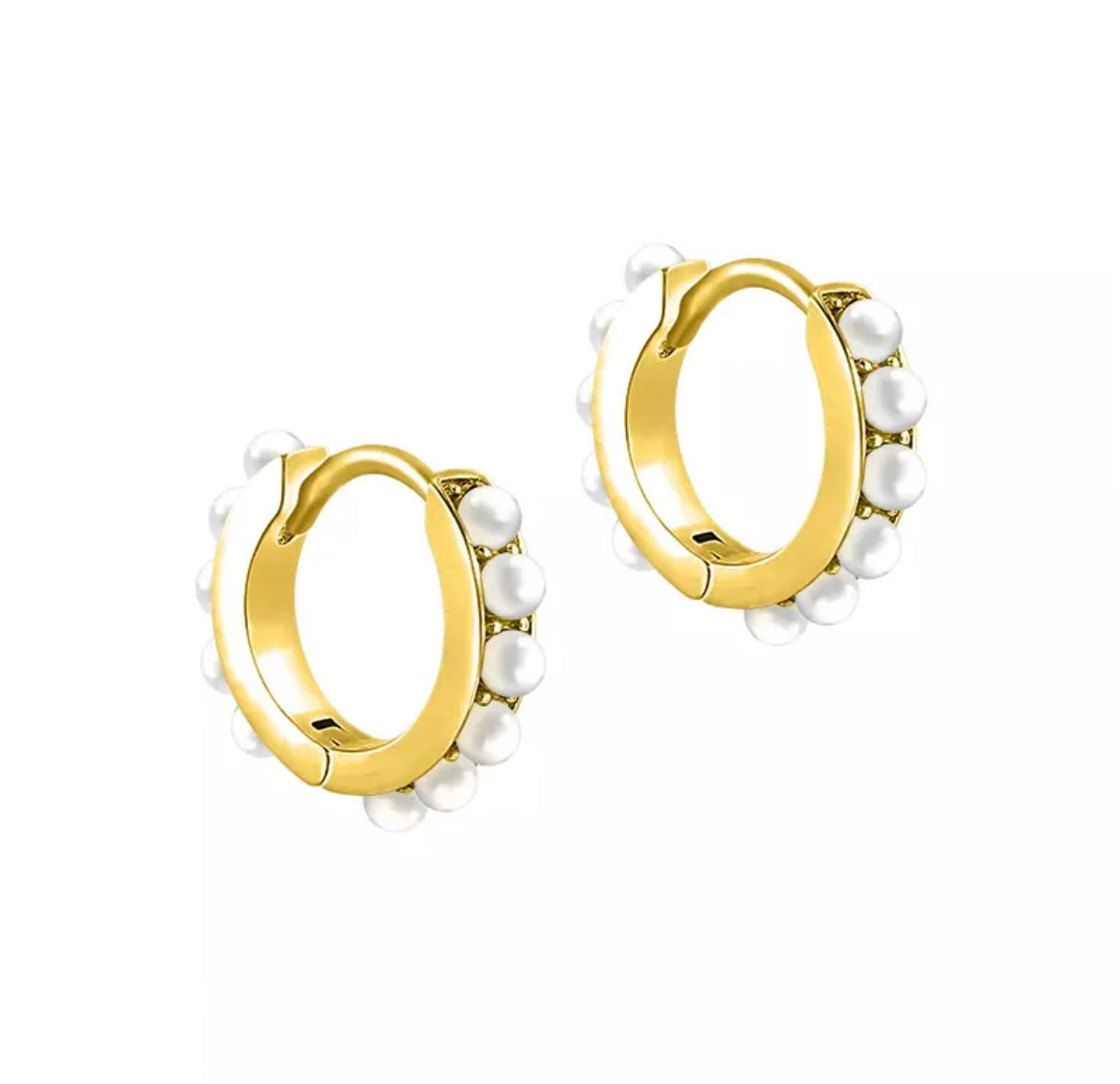 Fresh Water Pearl Huggie Gold Hoop Earrings