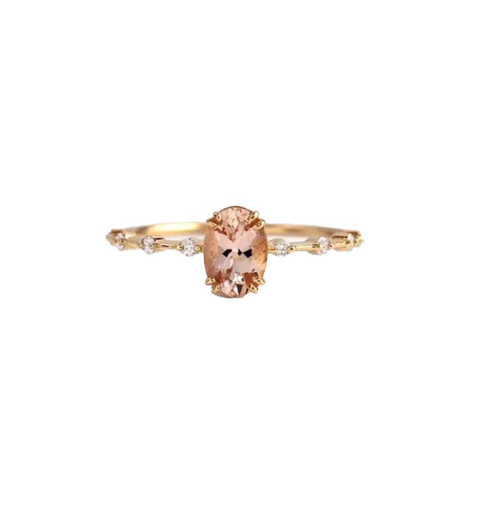 Elegant Champagne Quartz Gold Ring