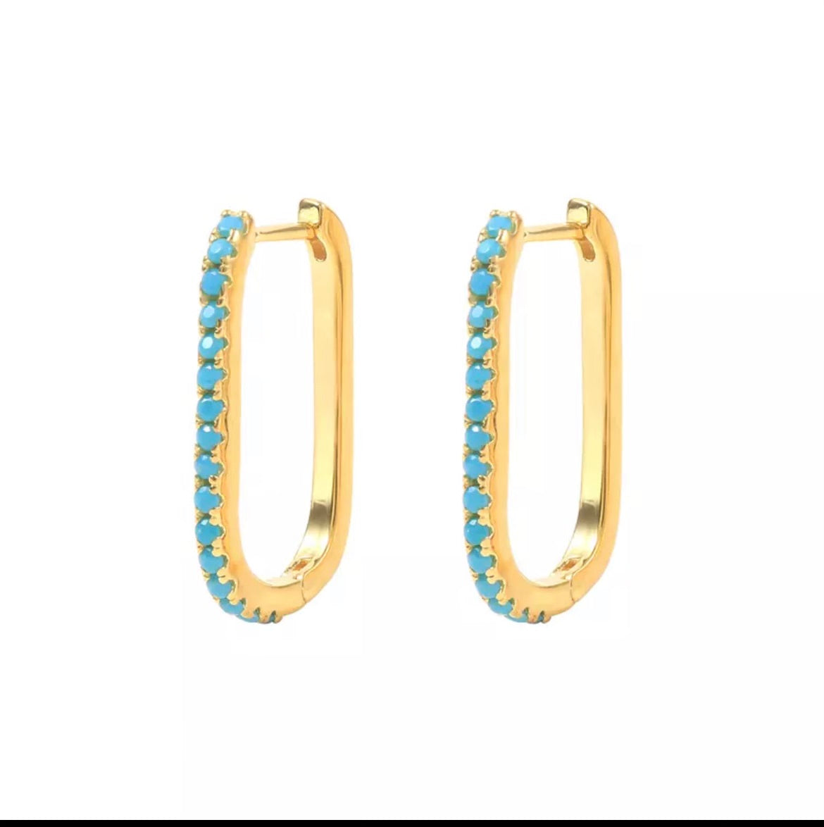 24K Gold Vermeil Turquoise Hoop Earrings