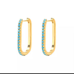 24K Gold Vermeil Turquoise Hoop Earrings