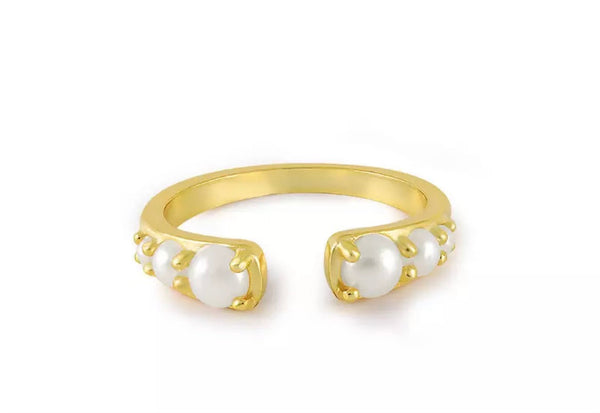 Adjustable Fresh Water Pearl Gold Ring