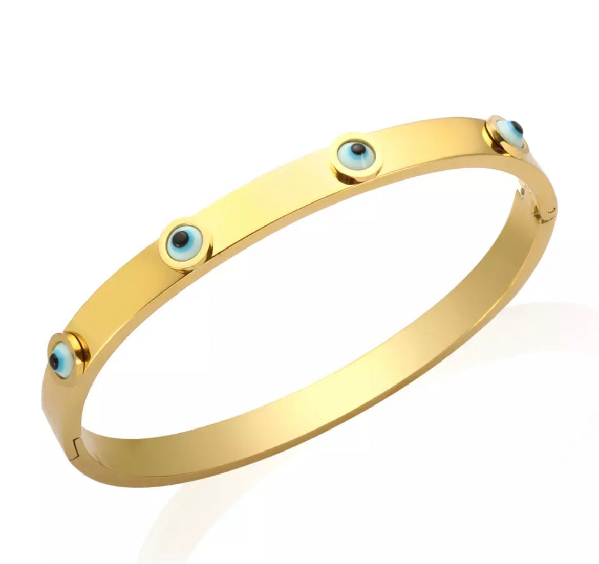 Evil Eye 24k Gold Mother Of Pearl Bracelet