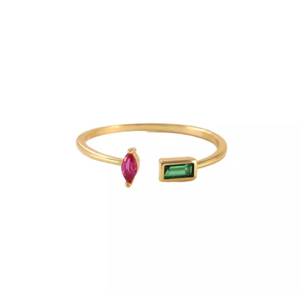 Peridot Ruby Minimalist Gold Ring