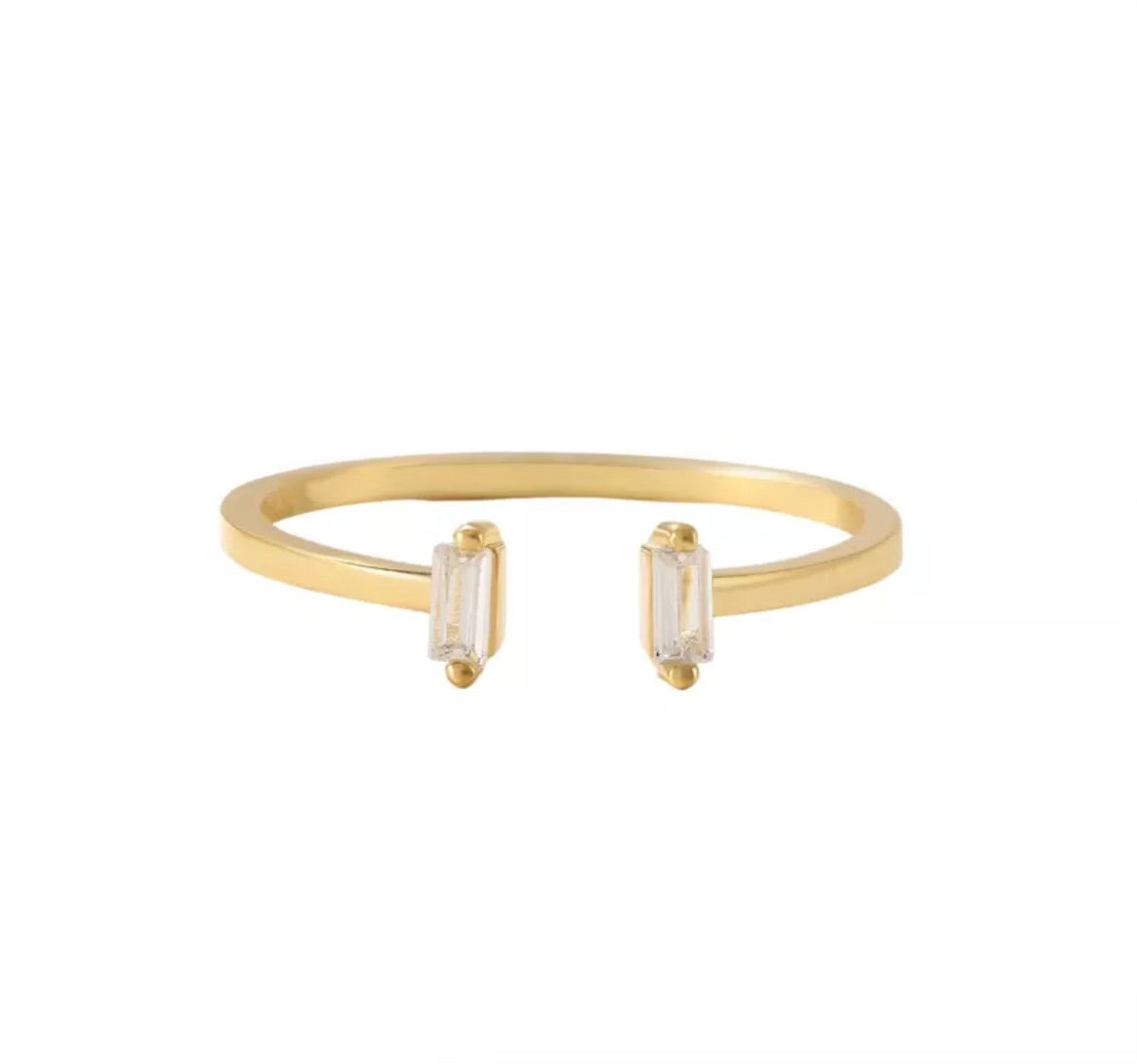 Minimalist Double Quartz Gold Ring