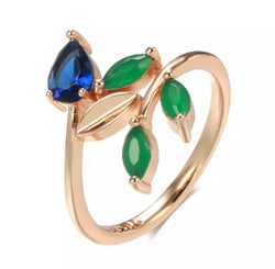 Sapphire & Emerald Vine Rose Gold Ring