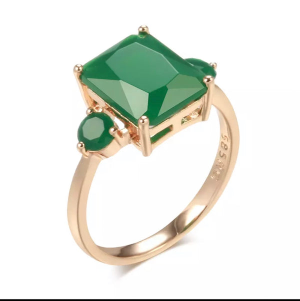 24K Gold Vermeil Emerald Quartz Ring
