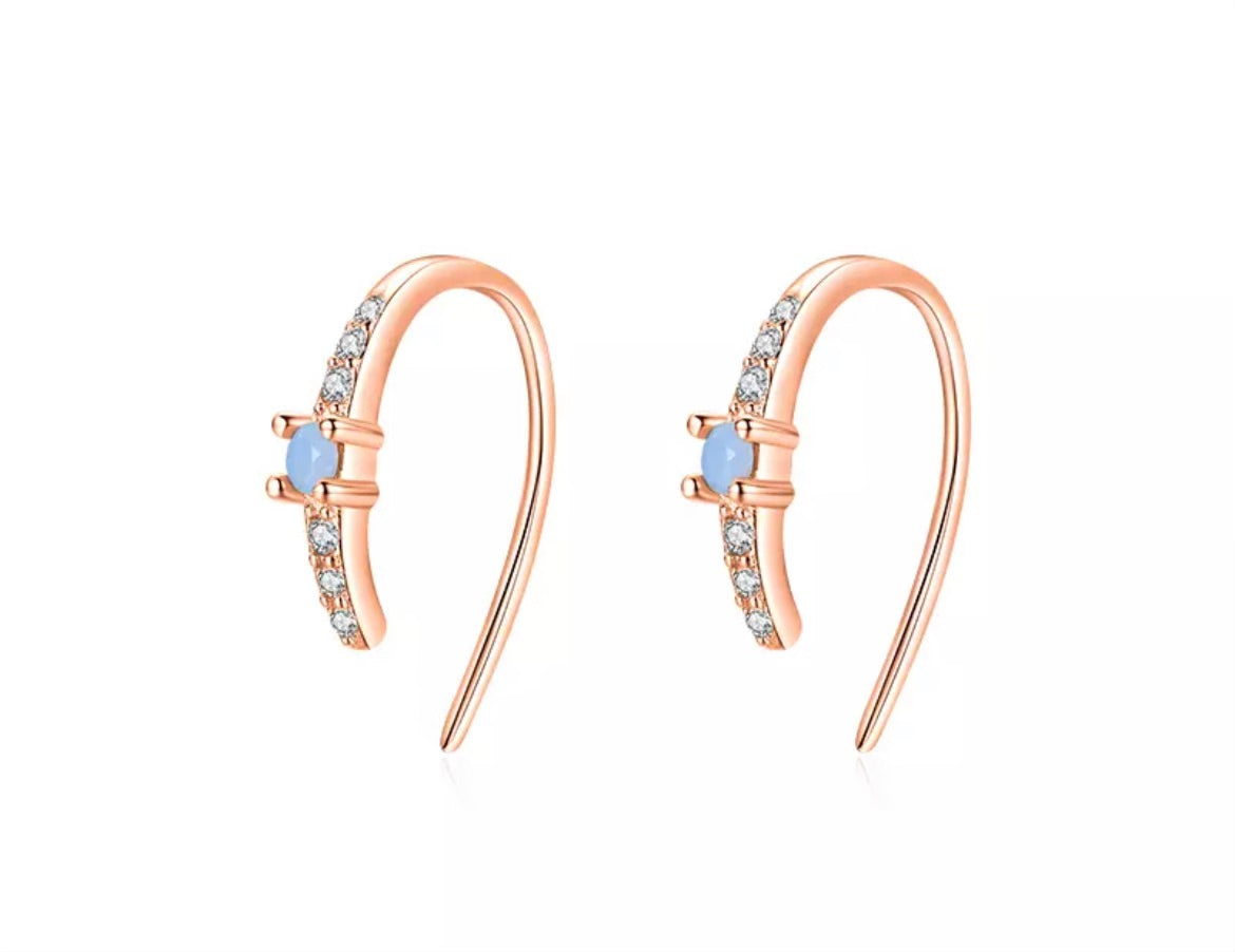 Rose Gold Pave Fire Opal Earrings