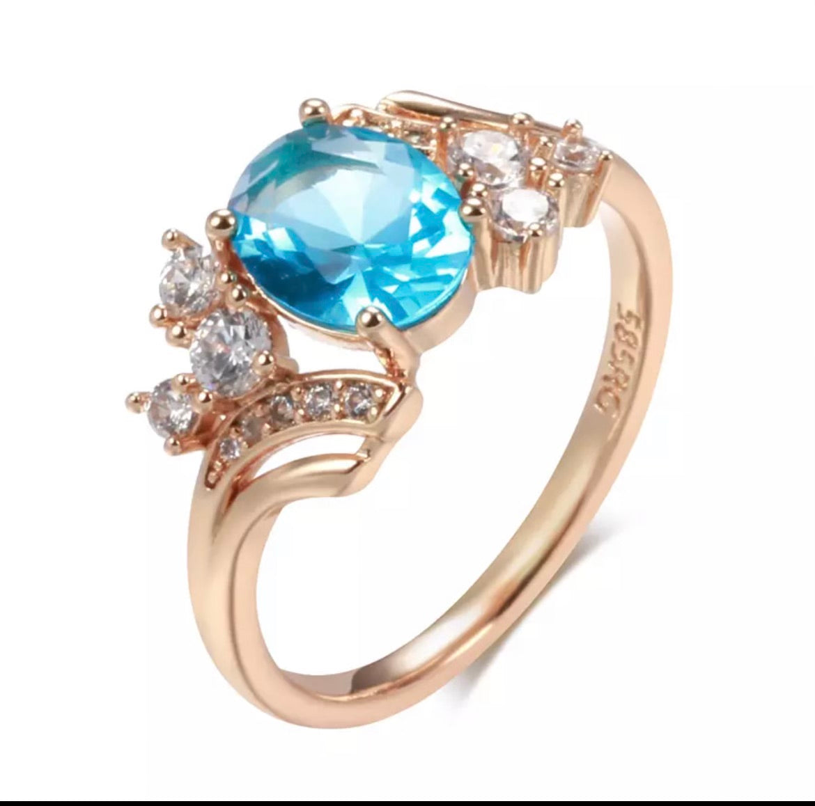 Aquamarine And Quartz Pave Gold Ring