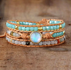 Opal Amazonite Chalcedony Wrap Bracelet
