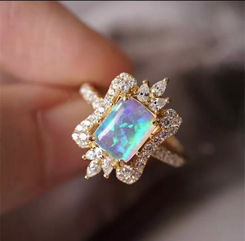 Royal Fire Opal Pave Incrusted Quartz Ring