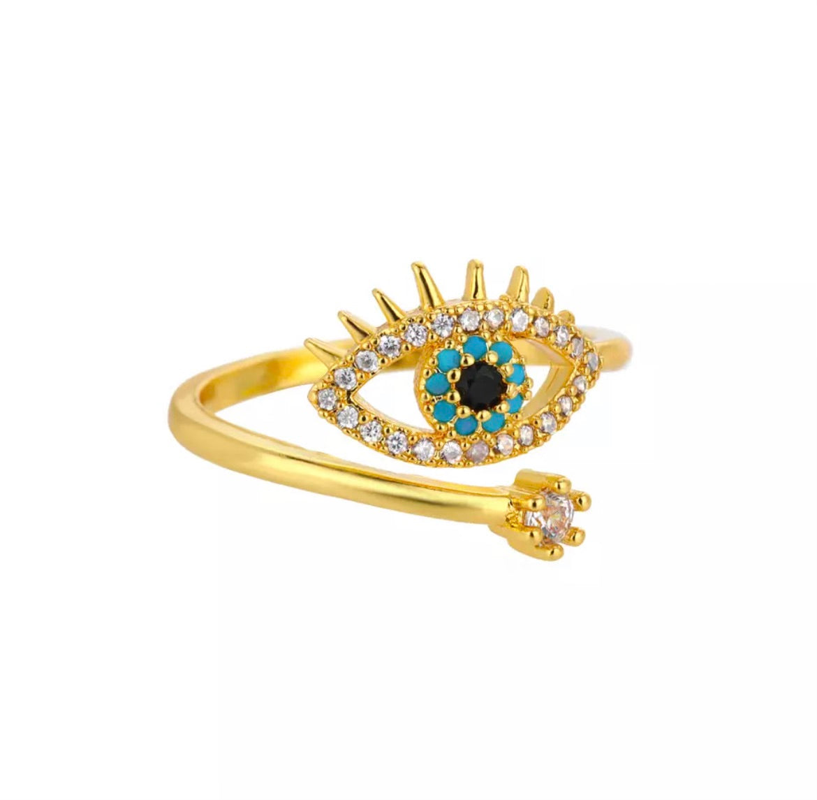 Turquoise Sapphire Pave Quartz Gold Ring