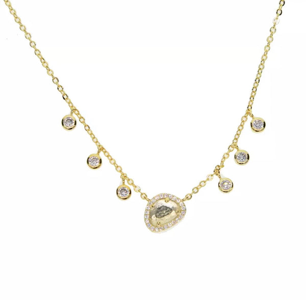 Champaign Quartz Multi Gemstone Necklace