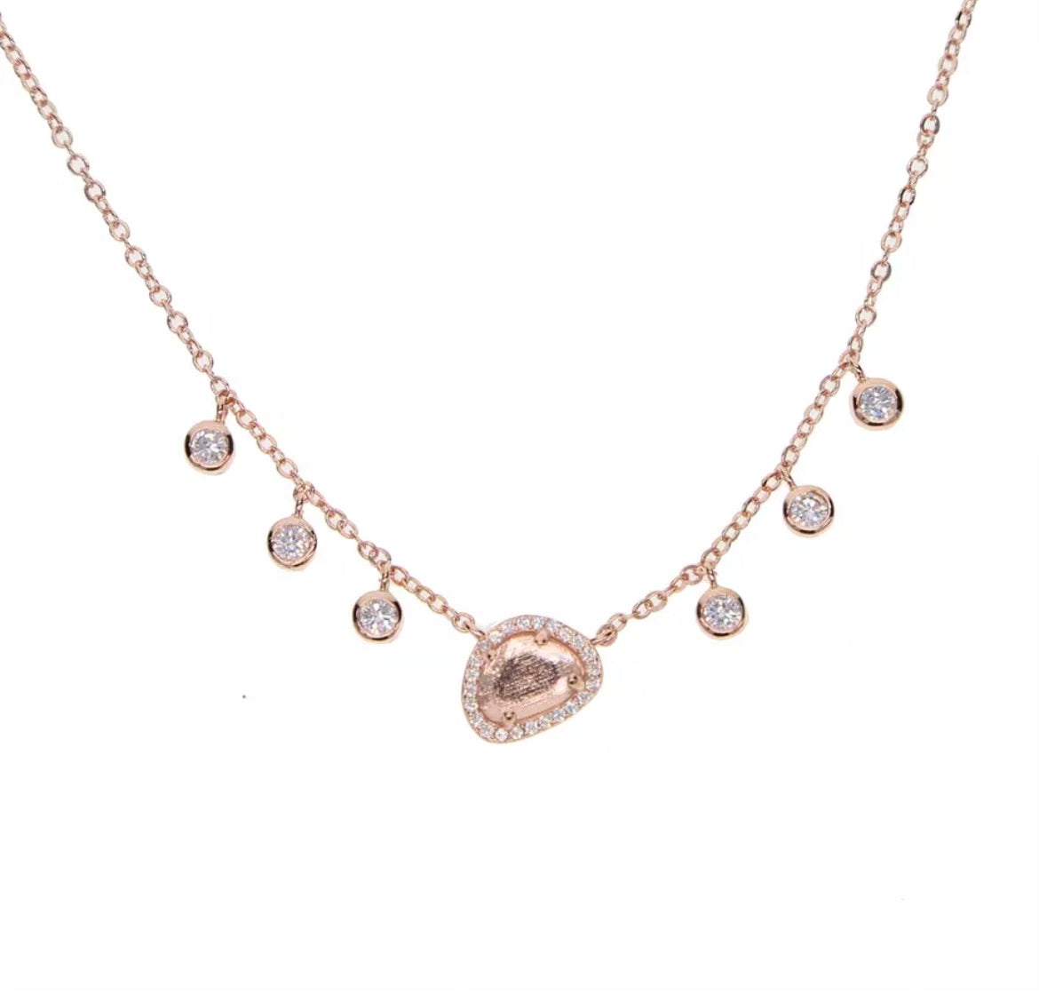 Champaign Quartz Rose Gold Necklace