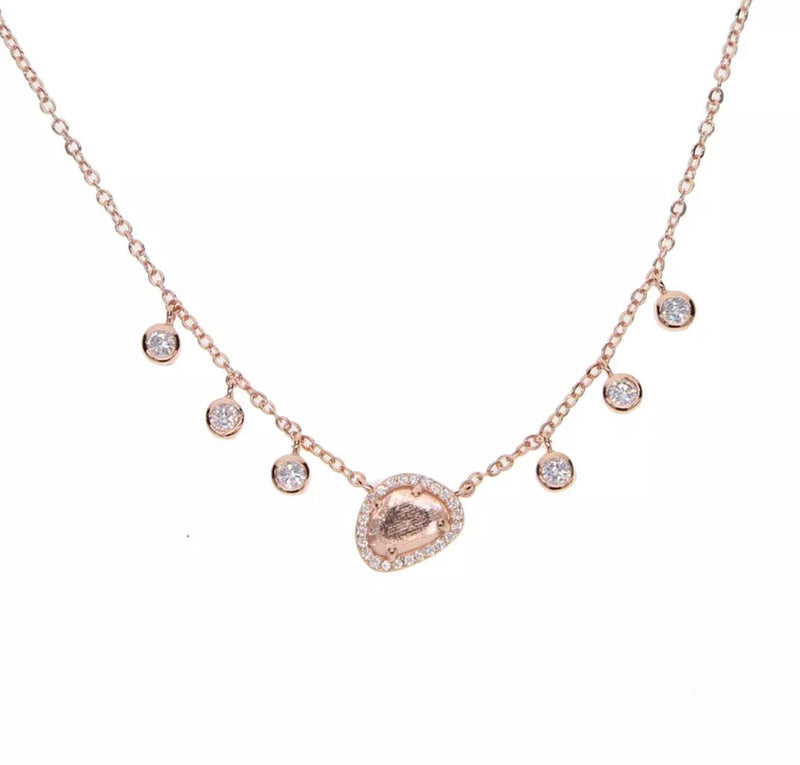 Champaign Quartz Rose Gold Necklace