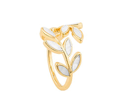 Mother Of Pearl Leaf  Gold Ring