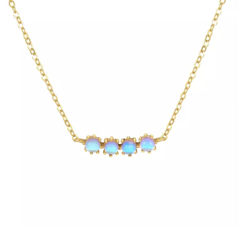 Gold Fire Opal Quad Droplet Necklace