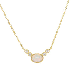 Opal & Quartz Oval Gold Necklace