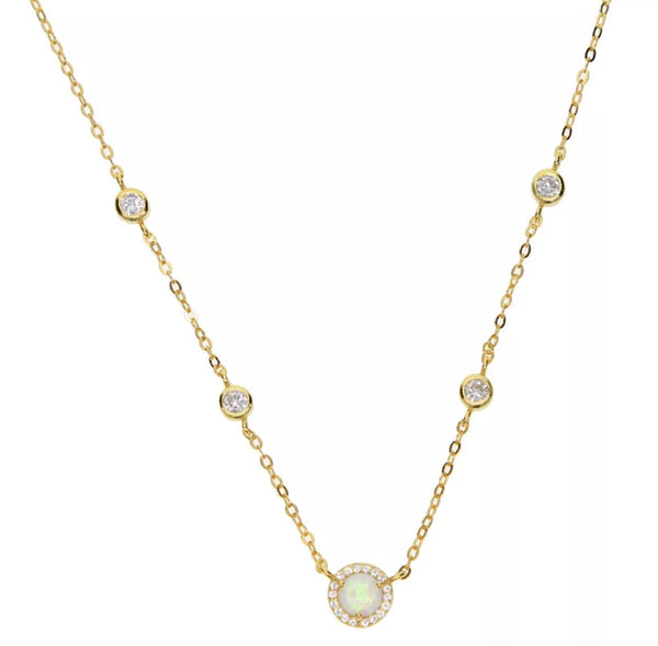 Multi Quartz Pave Opal Necklace