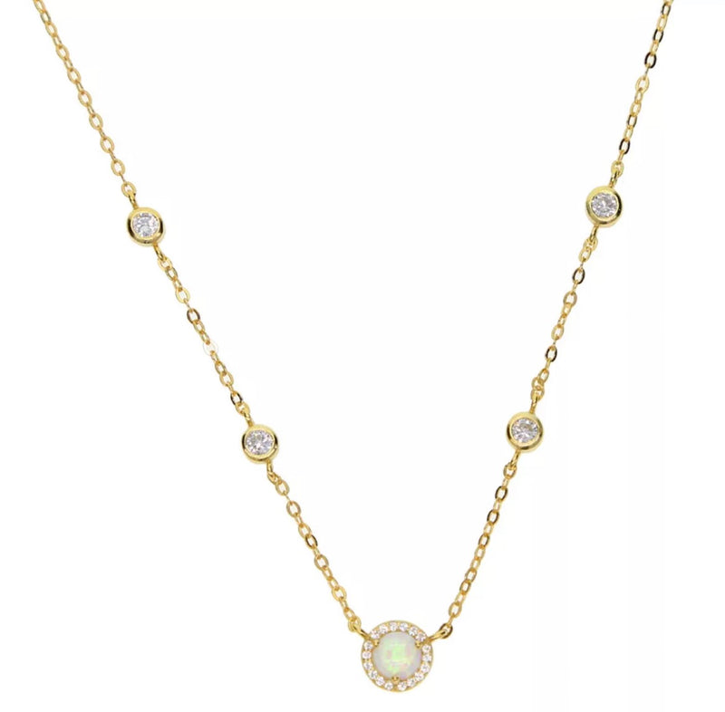 Multi Quartz Pave Opal Necklace