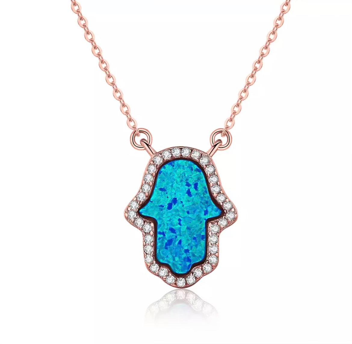 Rose Gold Pave Quartz Fire Opal Necklace