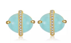 Aquamarine Pave Quartz Earrings