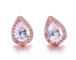 Rose Gold Pave Elegant Teardrop Quartz Gemstone Earrings