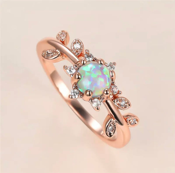 Rose Gold Vine Opal Ring