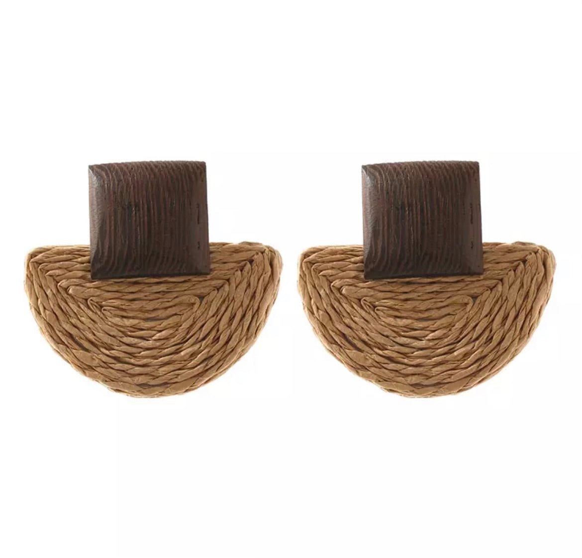 Chocolate Brown Rattan Earrings