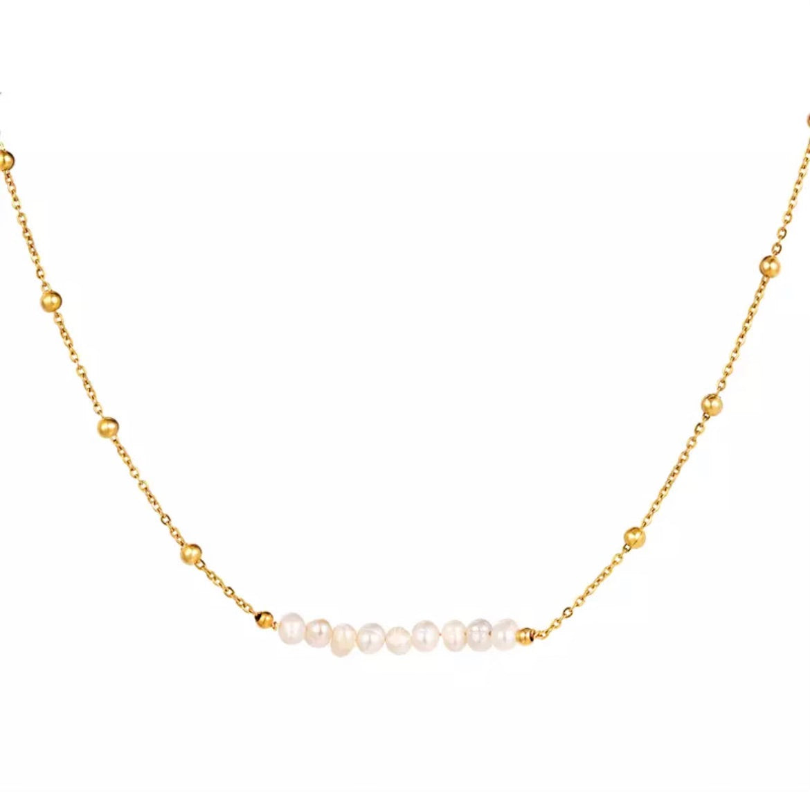 Fresh Water Pearl Bar Gold Necklace